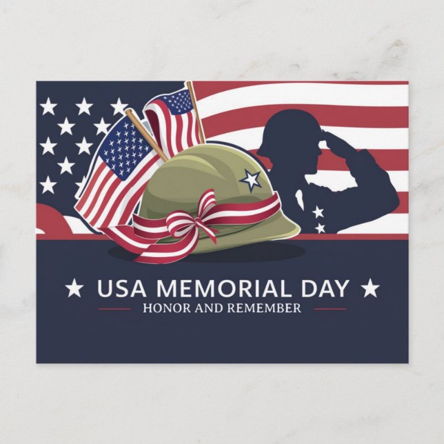 Happy Memorial Day USA Flag Military Holiday Postcard (Front)