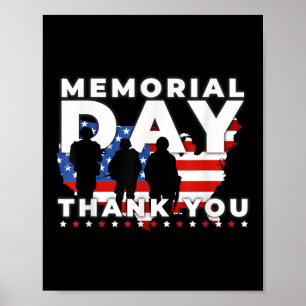 Happy Memorial Day Usa Flag Military Honour Thank Poster