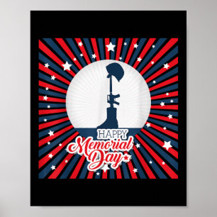 Happy Memorial Day Usa Patriotic Flag Men Women Poster