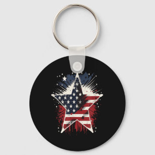 Happy Memorial Day Veteran American Usa Star Flag Key Ring