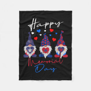 Happy Memorial Day With Usa Flag Gnomes  Fleece Blanket
