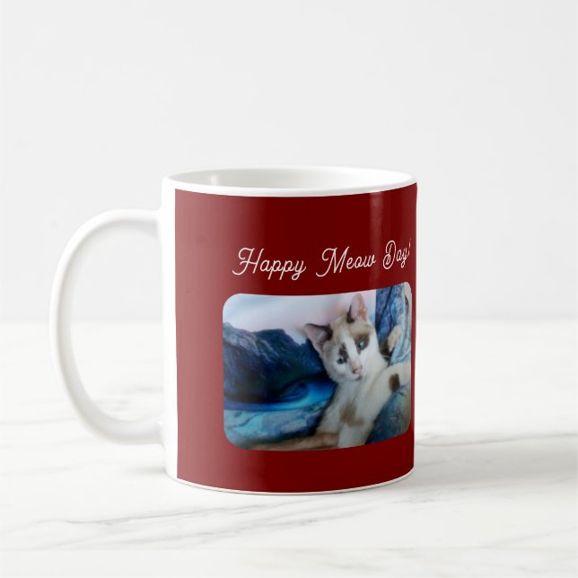 Happy Meow Day ,Cat Lovers Coffee Mug (Left)