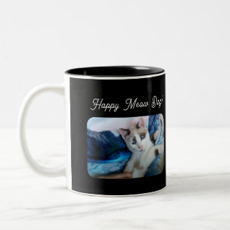 Happy Meow Day ,Cat Lovers Two-Tone Coffee Mug