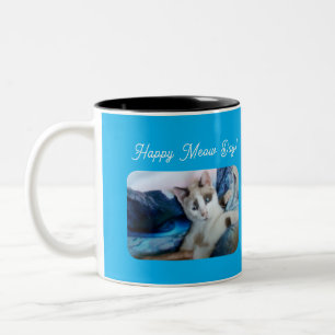 Happy Meow Day ,Cat Lovers Two-Tone Coffee Mug