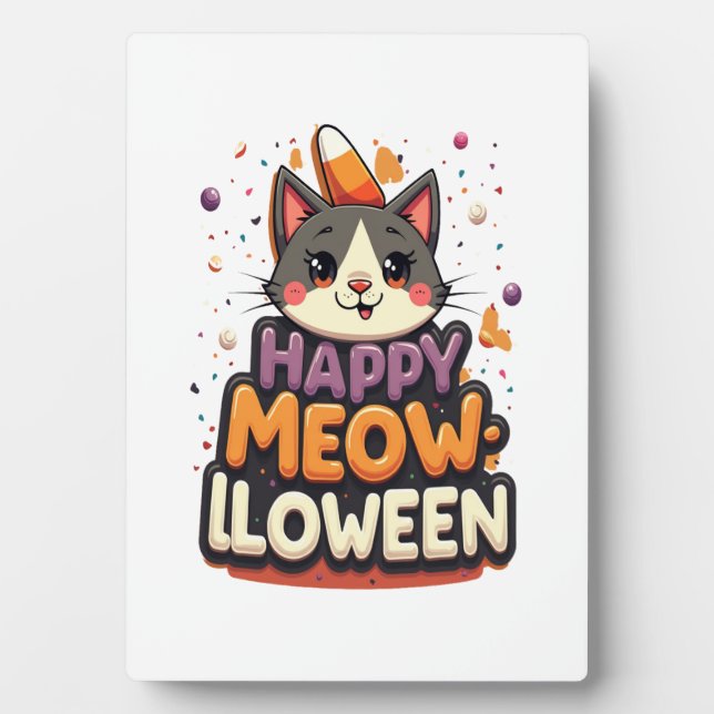Happy Meow-lloween Cat Plaque (Front)