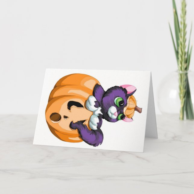 Happy Meow-lloween Greeting Card (Front)