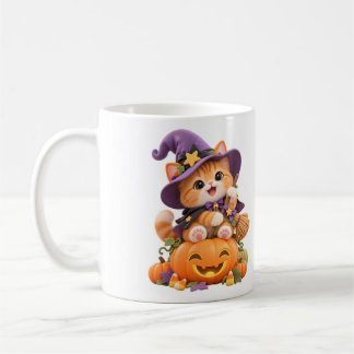 Happy Meow-loween Cute Witch Kitten Halloween Mug