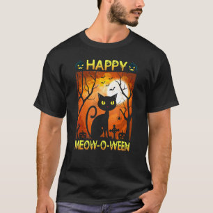 Happy Meow O Ween Black Cat 2021 Halloween Cats T-Shirt