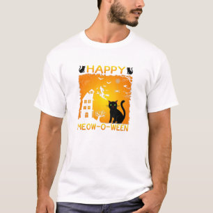 Happy Meow-O-Ween – Black Cats, Haunted House T-Shirt