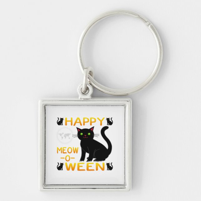 Happy Meow-O-Ween – Black Cats Key Ring (Front)