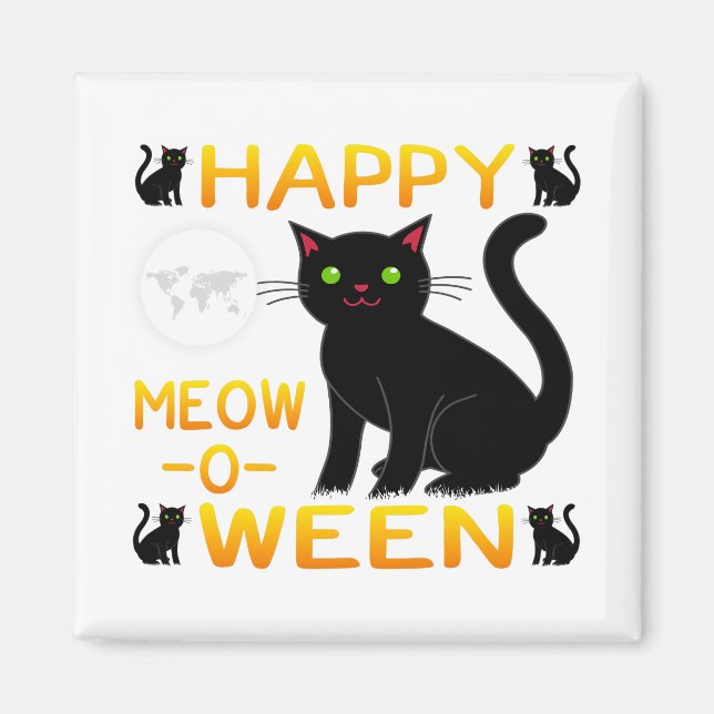 Happy Meow-O-Ween – Black Cats Magnet (Front)