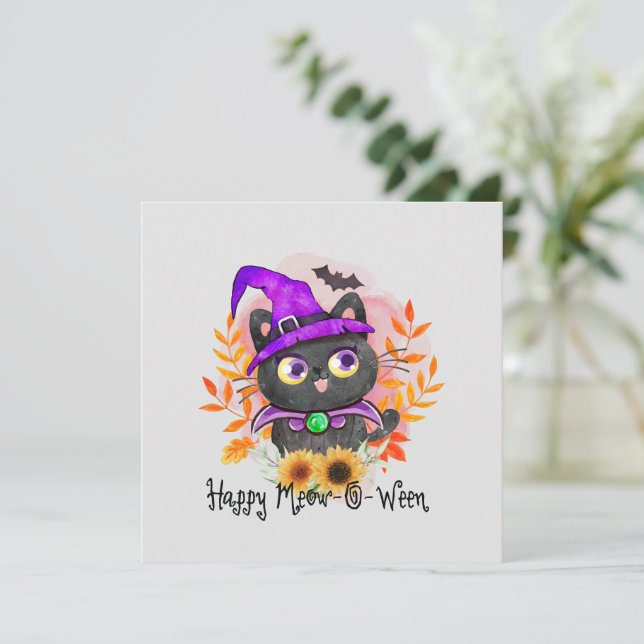 Happy Meow-o-ween -Black Witch Cat (Standing Front)