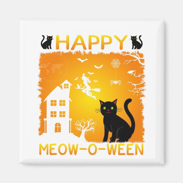 Happy Meow-O-Ween Magnet (Front)