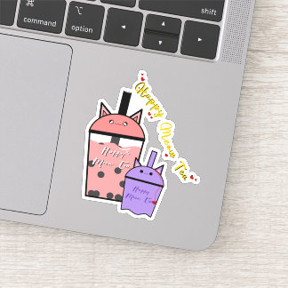 Happy Meow Tea Vinyl Sticker 