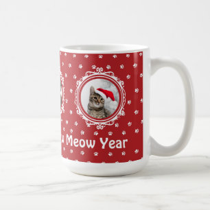 'Happy Meow Year' Cat Lover Christmas Coffee Mug