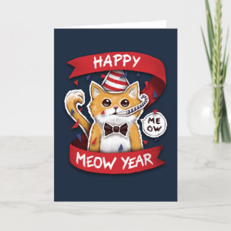 Happy Meow Year - Chat Happy New Year Holiday Card