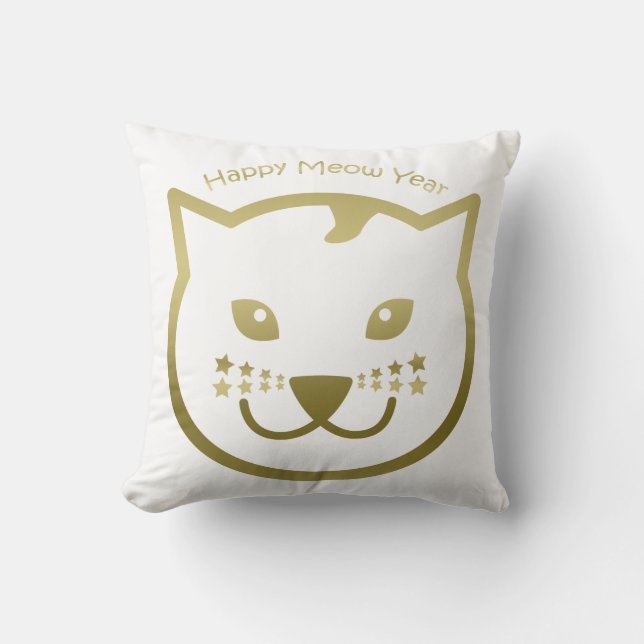 Happy Meow Year - Custom background colour Cushion (Front)