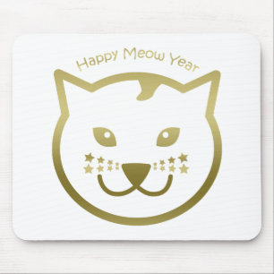 Happy Meow Year - Custom background colour Mouse Pad