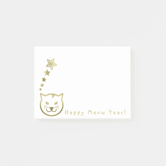 Happy Meow Year - Custom background colour Post-it Notes (Front)