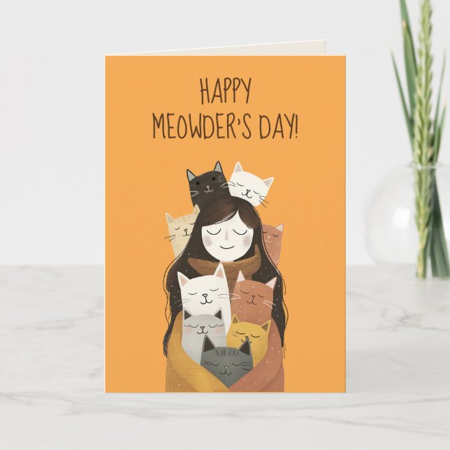 Happy Meowder's Day Cute Cat Mum Mother's Day Card (Front)