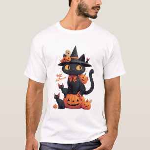 Happy Meoween Cats Cute Halloween  T-Shirt