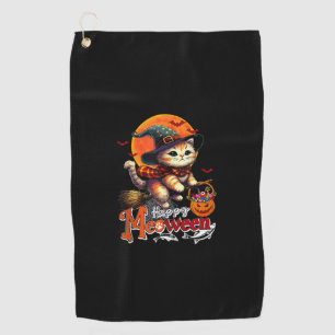 Happy Meoween Halloween Cat Cosplay Witch Costume Golf Towel