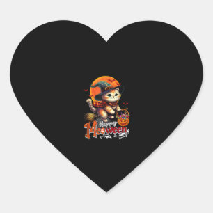 Happy Meoween Halloween Cat Cosplay Witch Costume  Heart Sticker