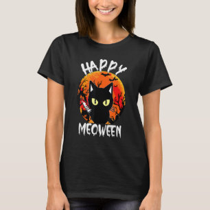 Happy Meoween Witch Cats Halloween Animal Pet Kitt T-Shirt