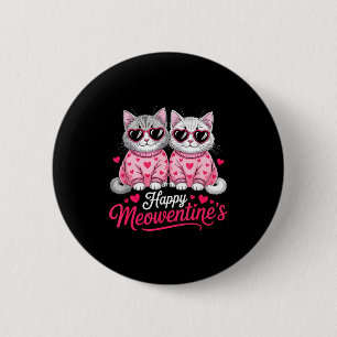 Happy Meowentine’s Cute Romantic Cats Couple Valen 6 Cm Round Badge