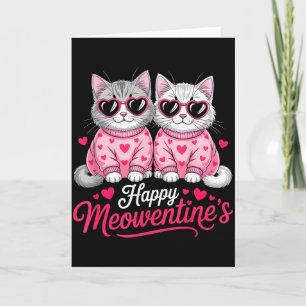 Happy Meowentine’s Cute Romantic Cats Couple Valen Card