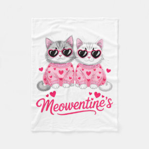 Happy Meowentine’s Cute Romantic Cats Couple Valen Fleece Blanket