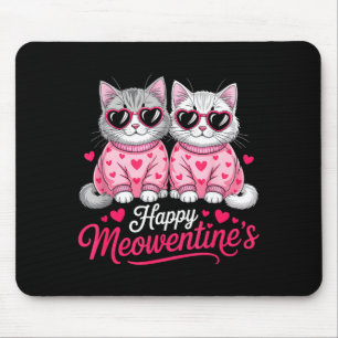 Happy Meowentine’s Cute Romantic Cats Couple Valen Mouse Pad