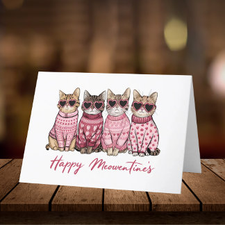 Happy Meowentine's Cats in Sweaters Valentine’s Thank You Card