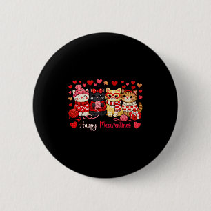 Happy Meowentines Cute Cat Valentine Love Crochet 6 Cm Round Badge