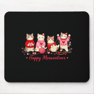 Happy Meowentines Cute Cat Valentine Love Crochet  Mouse Pad