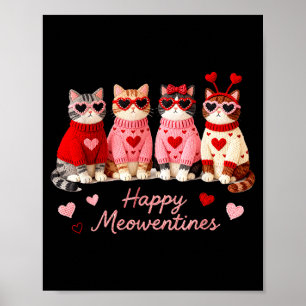 Happy Meowentines Cute Cat Valentine Love Crochet Poster