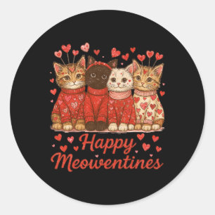 Happy Meowentines Cute Valentine Cat Lover Cat Mom Classic Round Sticker