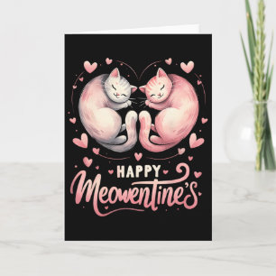 Happy Meowentine's Cute Valentine Cat Lover Couple Card