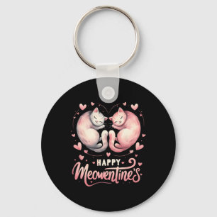 Happy Meowentine's Cute Valentine Cat Lover Couple Key Ring