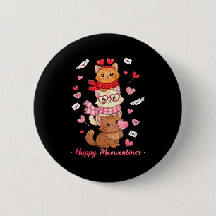 Happy Meowentines Cute Valentine Cat Lovers 6 Cm Round Badge