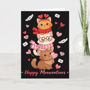 Happy Meowentines Cute Valentine Cat Lovers  Card