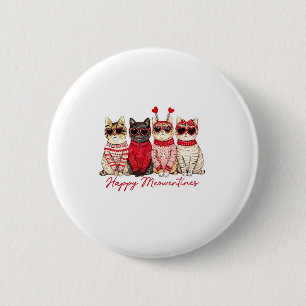 Happy Meowentines Cute Valentine Cat Lovers Girls 6 Cm Round Badge