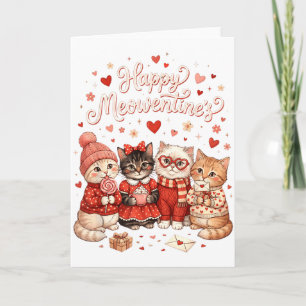 Happy Meowentines Cute Valentine Cat Lovers Girls Card