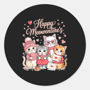 Happy Meowentines Cute Valentine Cat Lovers Girls Classic Round Sticker