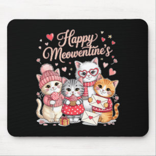 Happy Meowentines Cute Valentine Cat Lovers Girls Mouse Pad