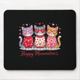 Happy Meowentines Cute Valentine Cat Lovers Girls  Mouse Pad