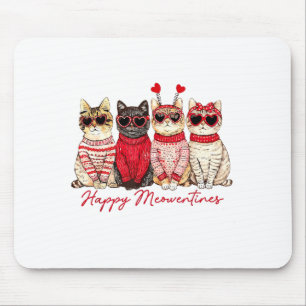 Happy Meowentines Cute Valentine Cat Lovers Girls Mouse Pad