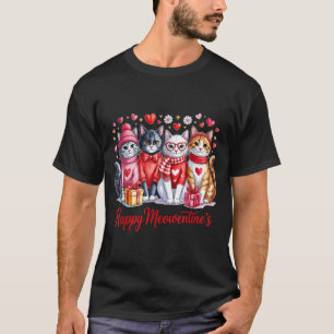 Happy Meowentines Cute Valentine Cat Lovers Girls T-Shirt