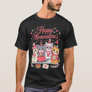 Happy Meowentines Cute Valentine Cat Lovers Girls T-Shirt