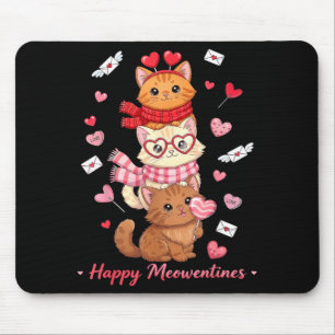 Happy Meowentines Cute Valentine Cat Lovers Mouse Pad